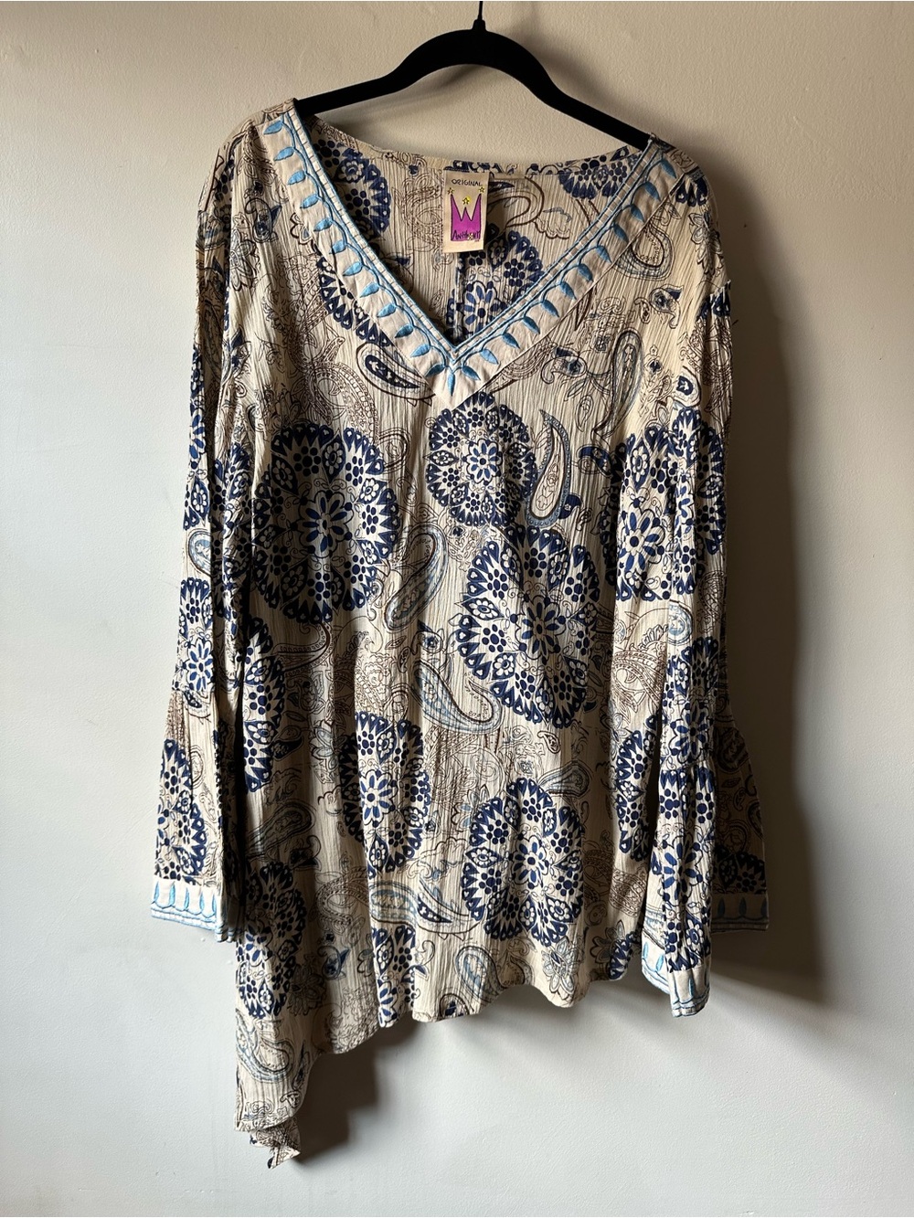 Vintage 90s Original Anthony Asymmetrical Cotton Boho Top